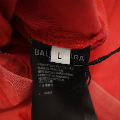 Like new ◆ Balenciaga 612965 Short-sleeved T-shirt Destroy Distressed Red Size L BALENCIAGA [AFB1] 