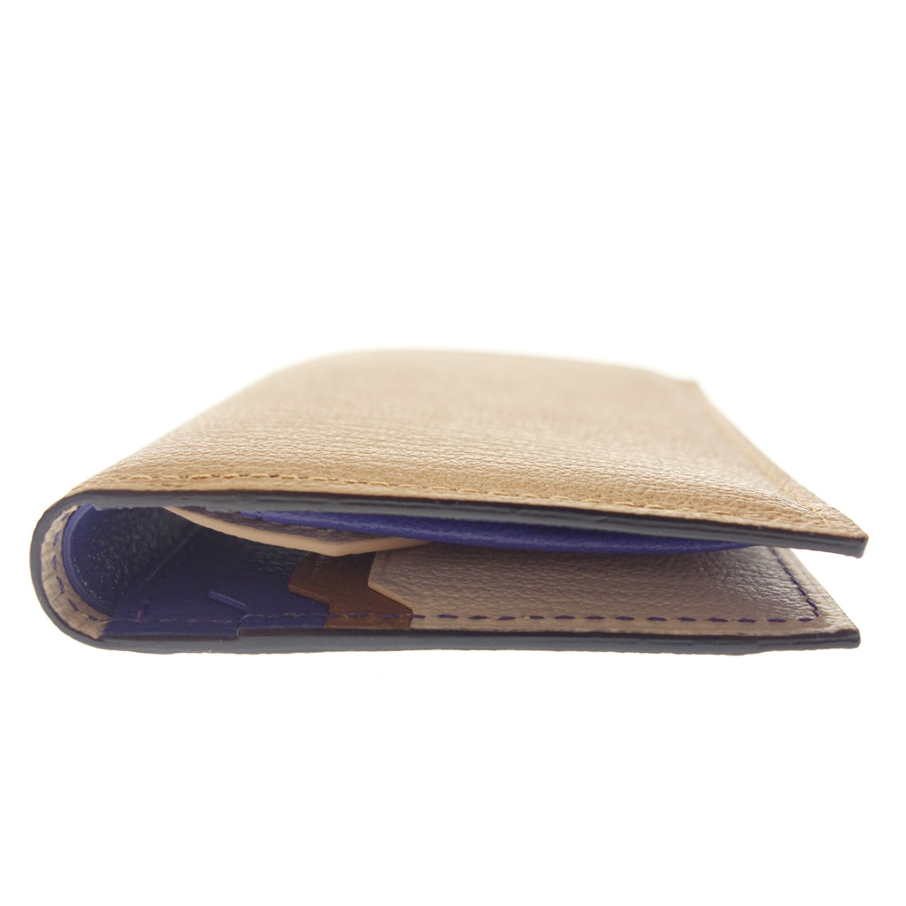 Unused ◆L'arcobaleno bifold wallet leather brown x blue with box L'arcobaleno [AFI18] 