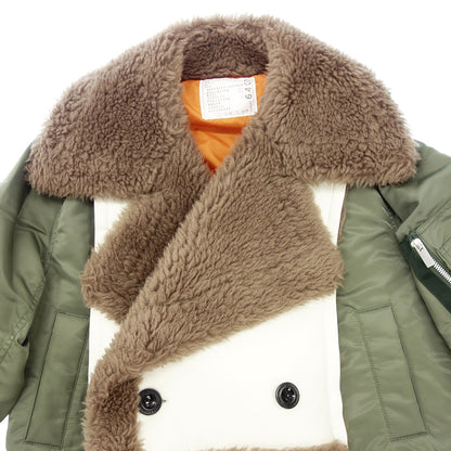 Good Condition◆Sacai 22AW Faux Shearling Nylon Twill Blouson Women's Khaki Size 2 22-06407 sacai [AFG1] 