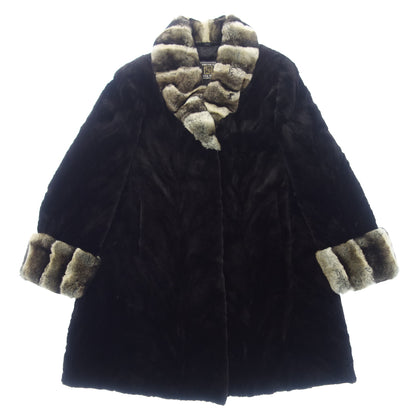 SAGAMINK semi-long coat shared mink ladies size F black SAGAMINK [AFF19] [Used] 