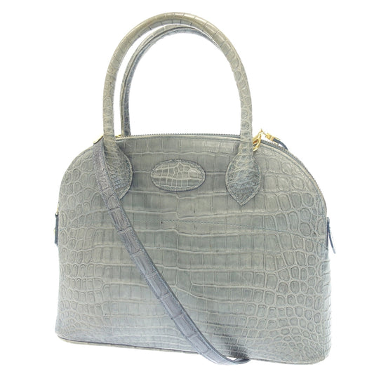 Used ◆No brand genuine crocodile handbag shoulder bag blue [AFE11] 