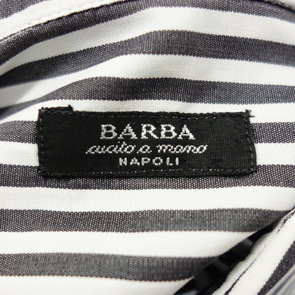 Good condition◆Barba long sleeve shirt cutaway striped men's size 37 gray BARBA [AFB6] 