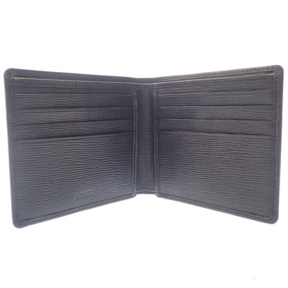 Like new ◆ BOSS Italian embossed leather wallet logo plate BOSS [AFI1] 