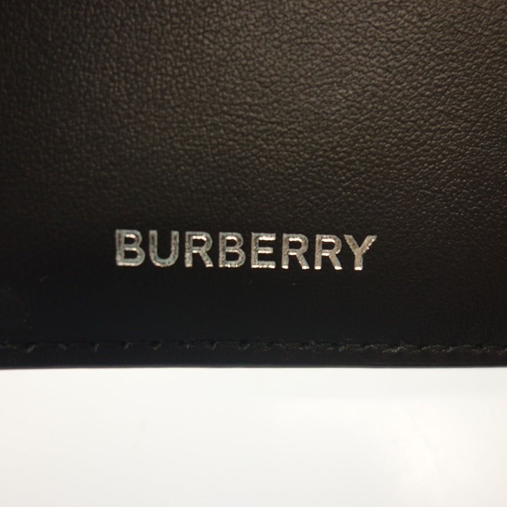状况良好 ◆ Burberry Nova 格子图案双折紧凑型钱包 Saffiano 米色 BURBERRY [AFI8] 