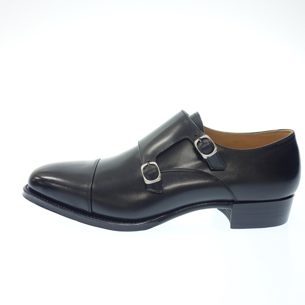 Madras Leather Shoes Straight Tip Double Monk Strap M4703 Men's 25.5 Black madras [AFC43] 