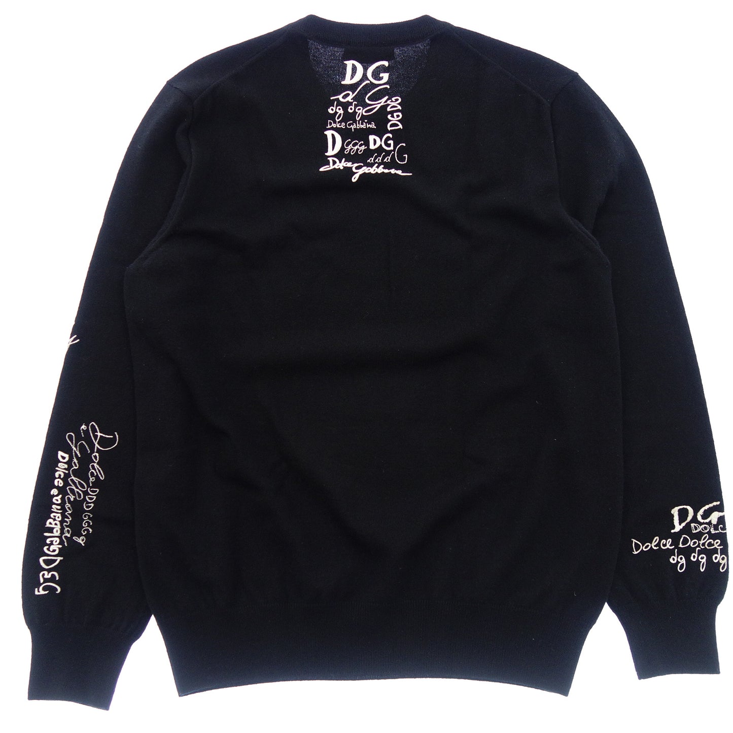 Dolce &amp; Gabbana Knit Sweater Embroidery Cashmere 100 Men's Black 52 DOLCE&amp;GABBANA [AFB3] [Used] 