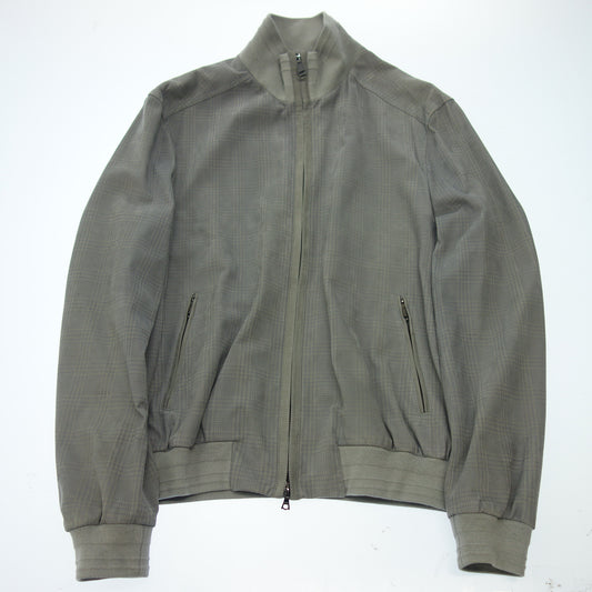 Good Condition ◆ Brioni Leather Blouson Zip Up Check Suede Size 54 Men's Gray Brioni [AFB43] 