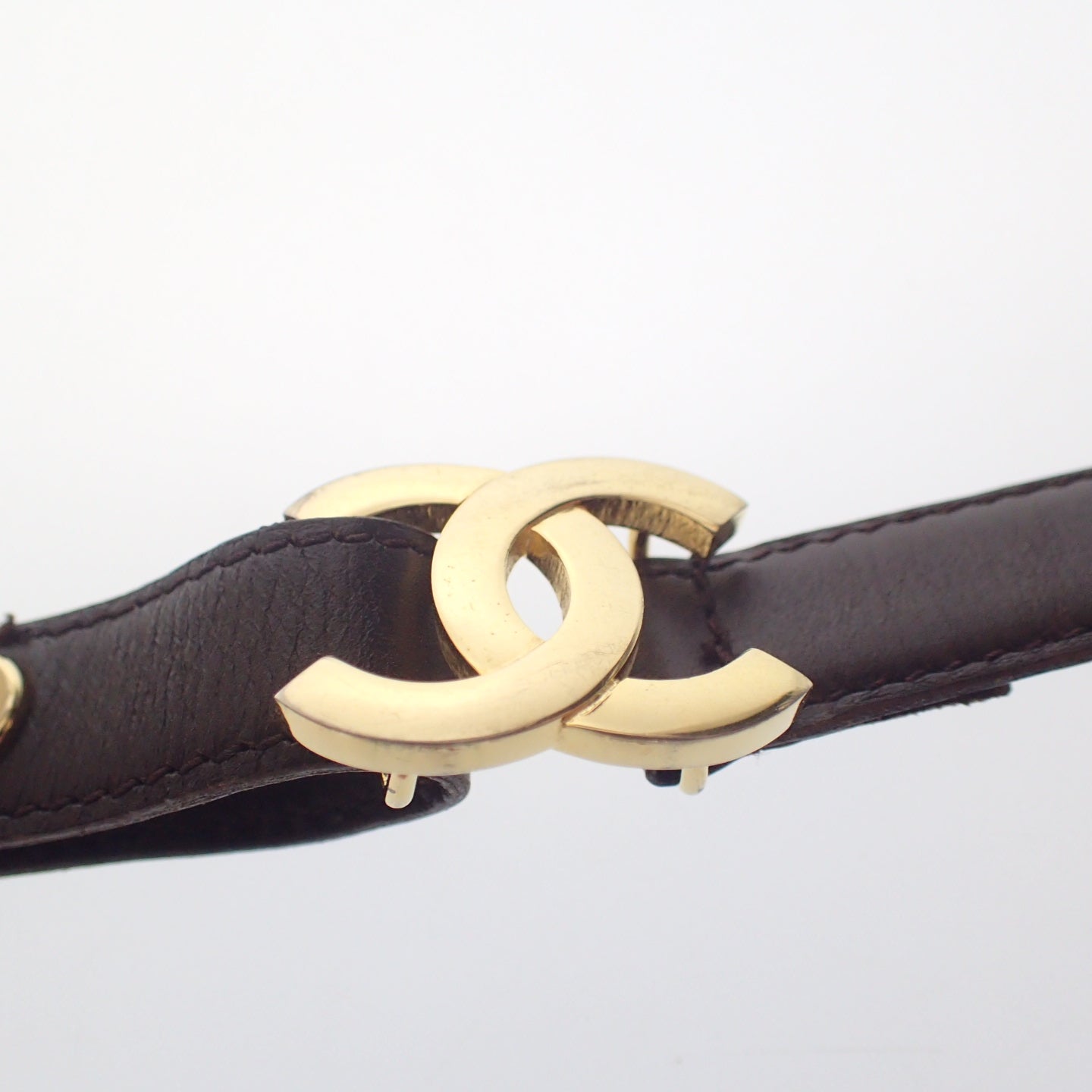 美品◇シャネル レザーベルト ココマーク ゴールド金具 CHANEL