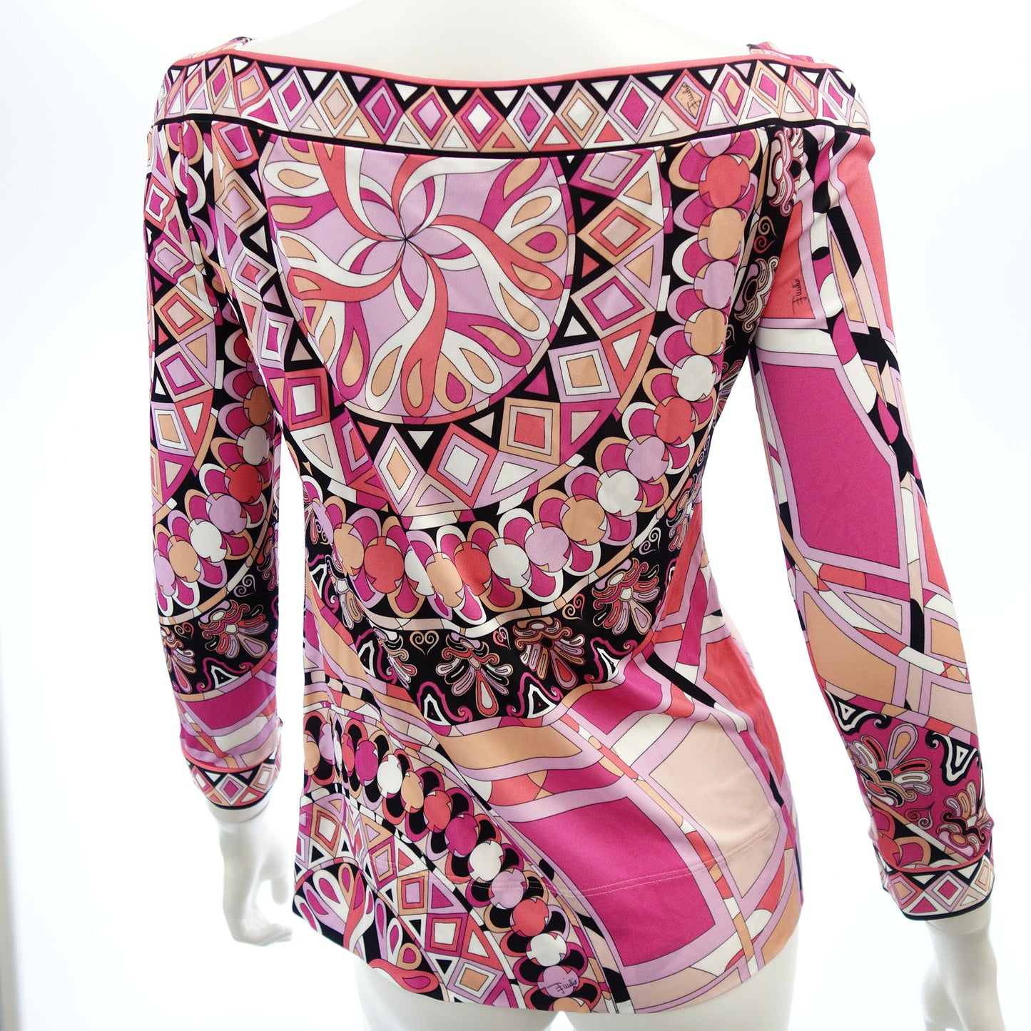 Good condition◆Emilio Pucci long sleeve cut and sew rayon ladies pink size 38 EMILIO PUCCI [AFB9] 