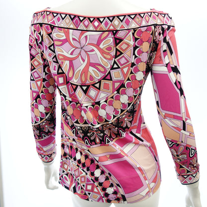 Good condition◆Emilio Pucci long sleeve cut and sew rayon ladies pink size 38 EMILIO PUCCI [AFB9] 