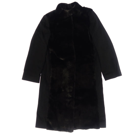 Very good condition ◆ Unbranded cashmere coat Made of Copenhagen fur with mink fur Loro Piana fabric 100% cashmere Black size 38 [AFF19] 