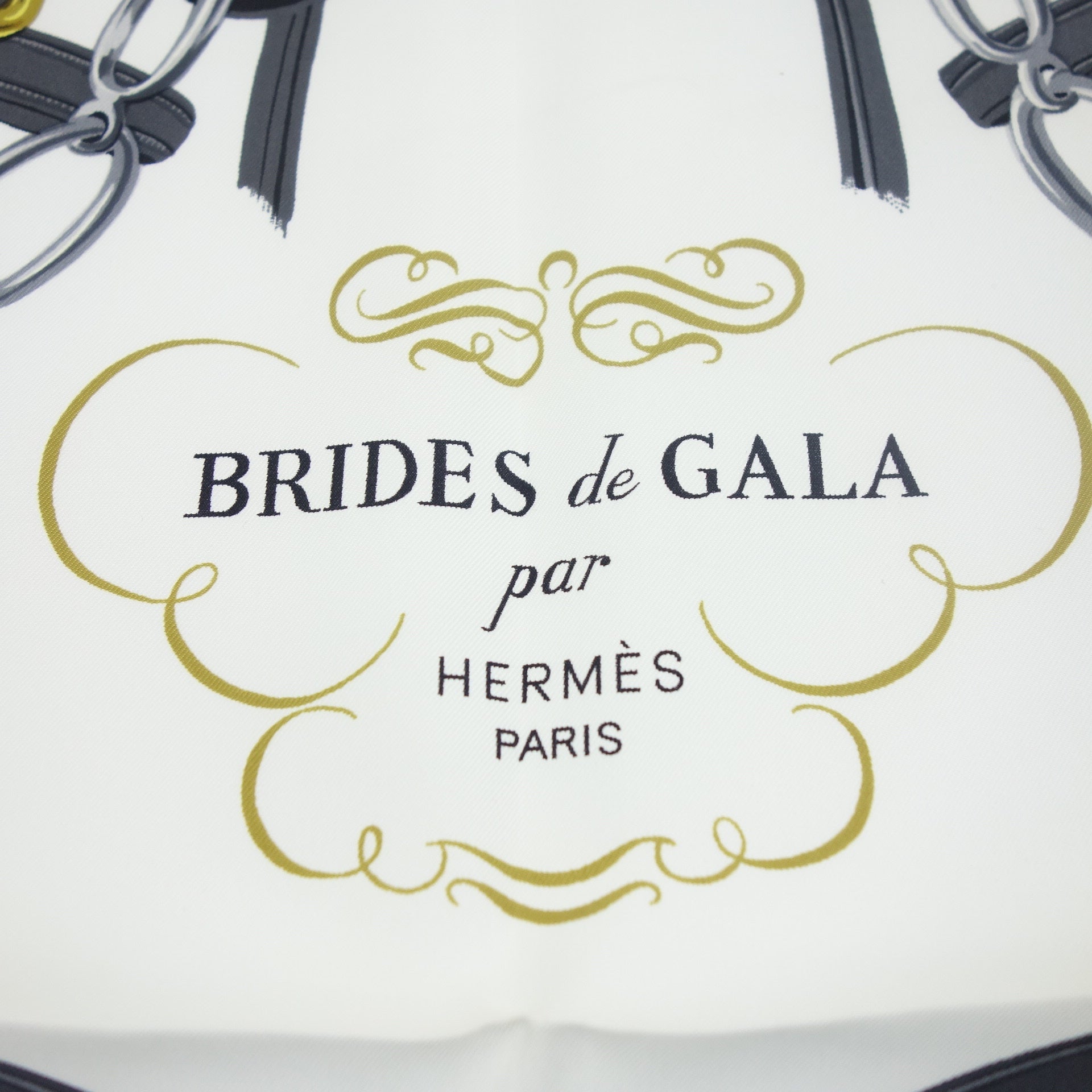 美品◇エルメス カレ90 スカーフ シルク BRIDES de GALA 式典用の馬勒