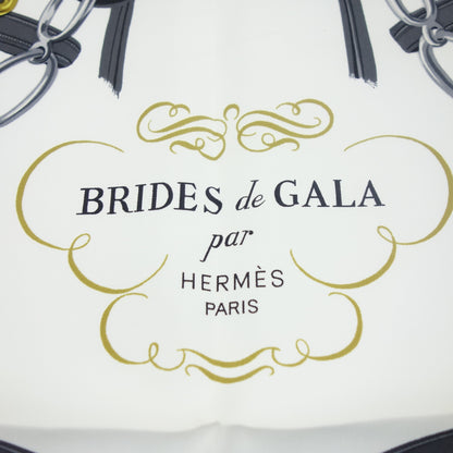 品相良好◆爱马仕 Carre 90 丝巾 BRIDES de GALA Ceremony Bridle 浅蓝色 含盒子 HERMES [AFI23] 