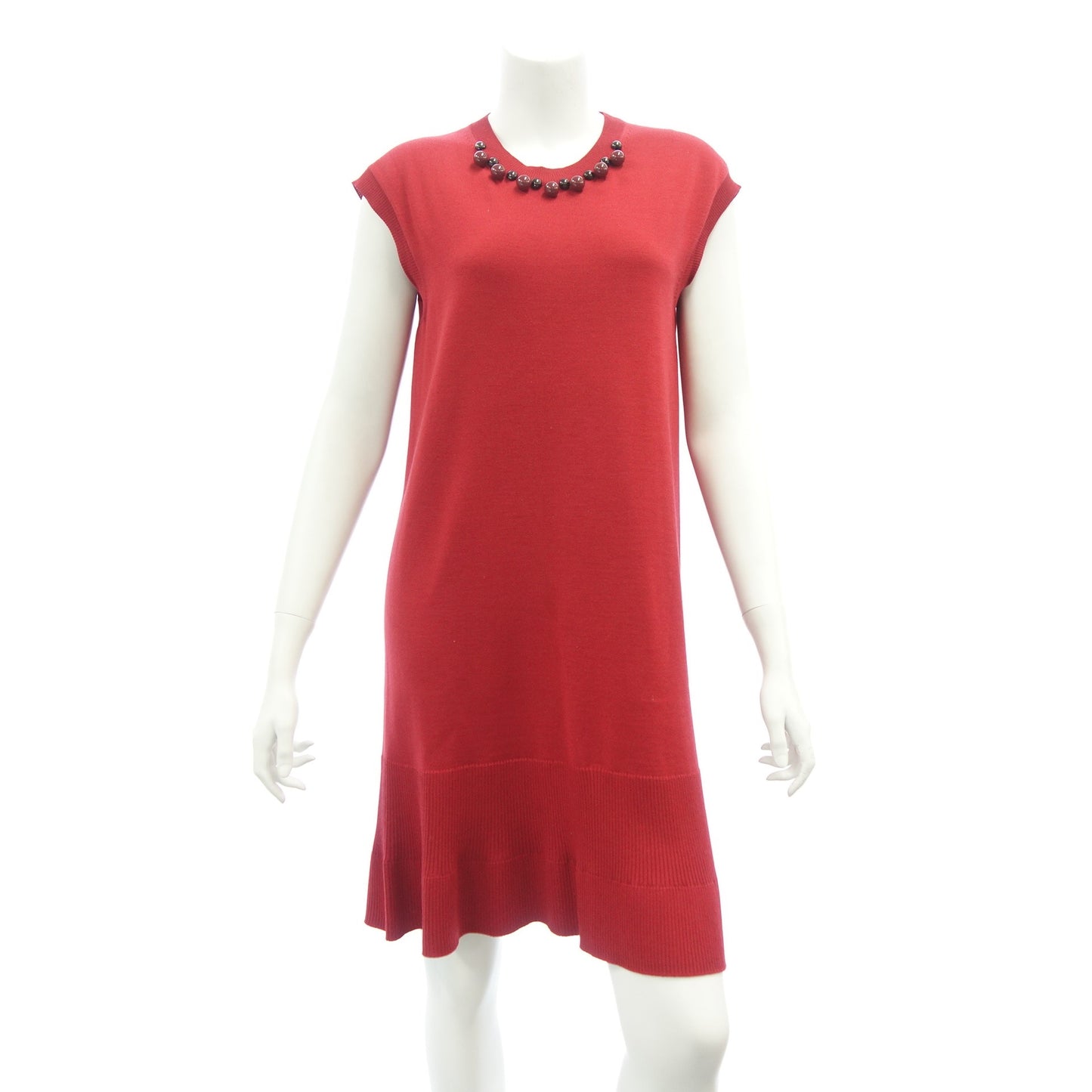 LOUIS VUITTON Knit Dress Beads Women's Red M LOUIS VUITTON [AFB36] [Used] 