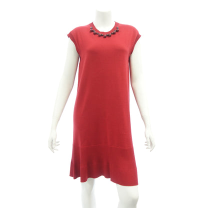 LOUIS VUITTON Knit Dress Beads Women's Red M LOUIS VUITTON [AFB36] [Used] 