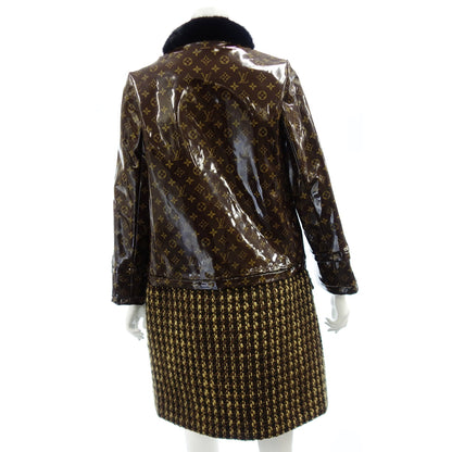 LOUIS VUITTON PVC coat jacket monogram collar mink tweed ladies 38 brown LOUIS VUITTON [AFG1] [Used] 