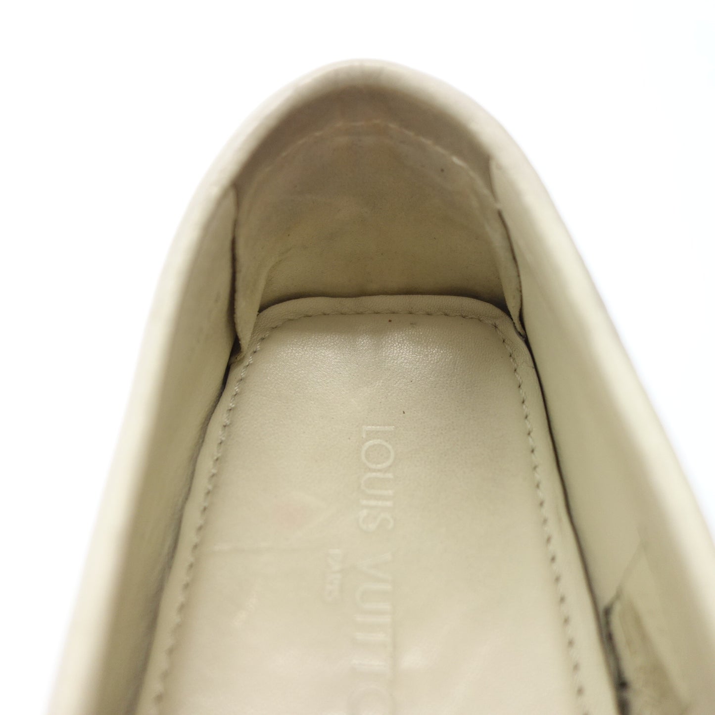 Good condition ◆ Louis Vuitton Leather loafers LV metal fittings Silver metal fittings FA0079 Men's 10 White LOUIS VUITTON [AFC11] 