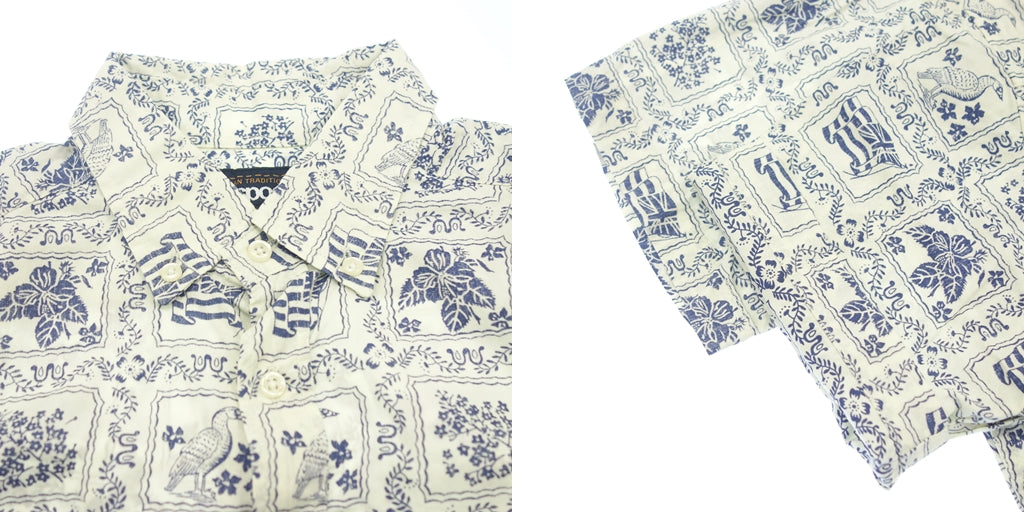 Very good condition ◆Reyn Spooner Barcedos Aloha Shirt Set Cotton Men's White Blue Gray Size M reyn spooner Barcedos 3-piece set [AFB32] 