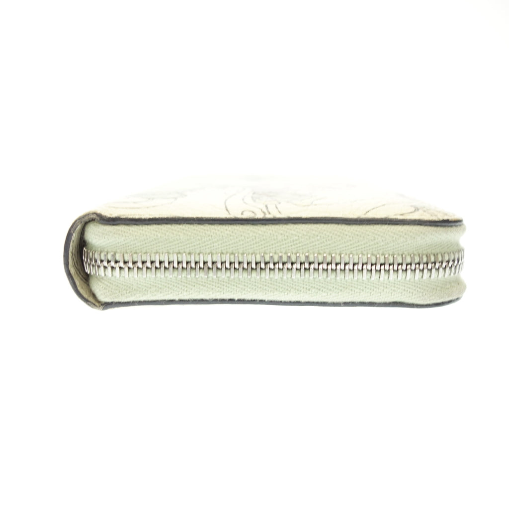 Used ◆ Prada long wallet GLACE RABBIT LI round zip leather ivory x mint green PRADA [AFI18] 