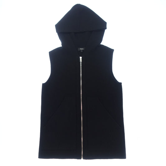 Good condition ◆ Theory Vest Knit Hooded Zip Cashmere Blend Ladies Black Size S Theory [AFB41] 