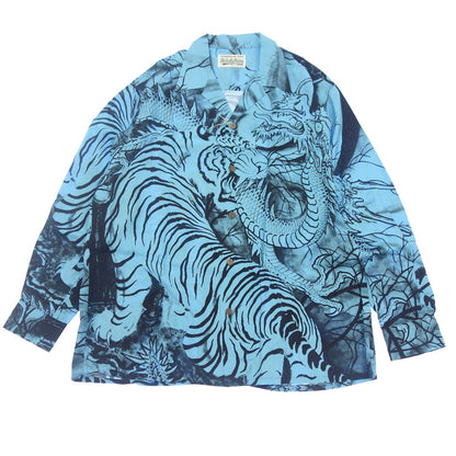 Like new ◆ WACKO MARIA TIM LEHI Hawaiian shirt 22FW-WMS-HI04 Men's Blue x Black Size L WACKO MARIA TIM LEHI [AFB35] 