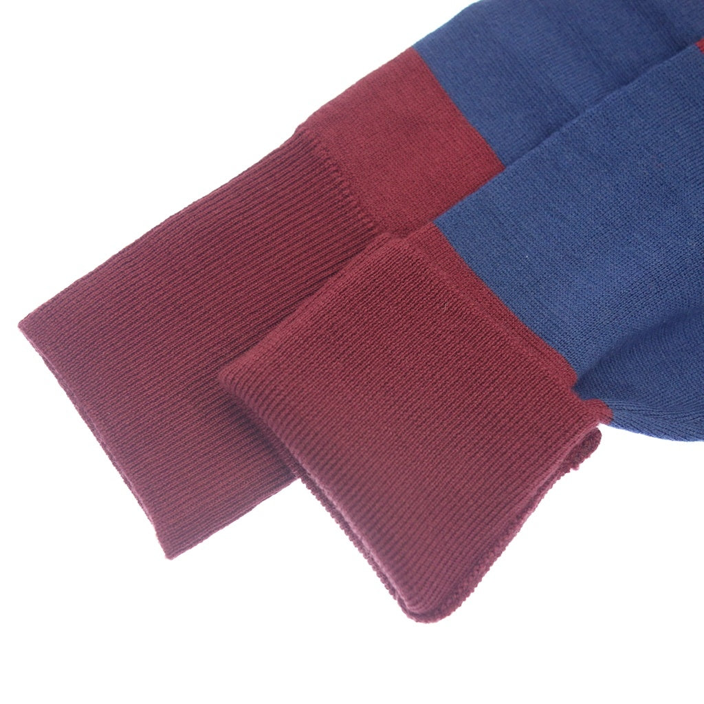 Very good condition ◆ John Smedley Polo Shirt Border Merino Wool Long Sleeve Red Blue Men's Size S JOHN SMEDLEY [AFB24] 
