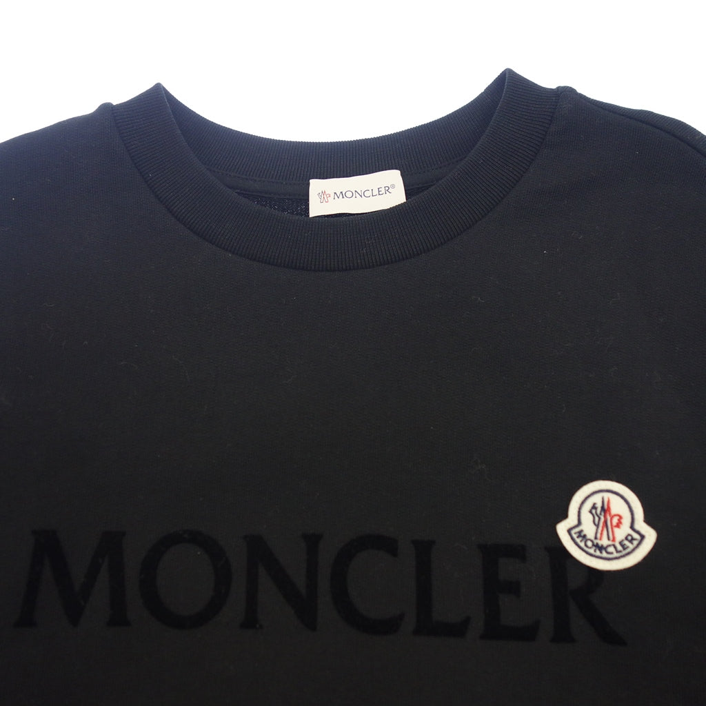 美品◆モンクレール スウェット MAGLIA GIROCOLLO 22AW ロゴ ワッペン付き メンズ ブラック サイズM MONCLER【AFB41】