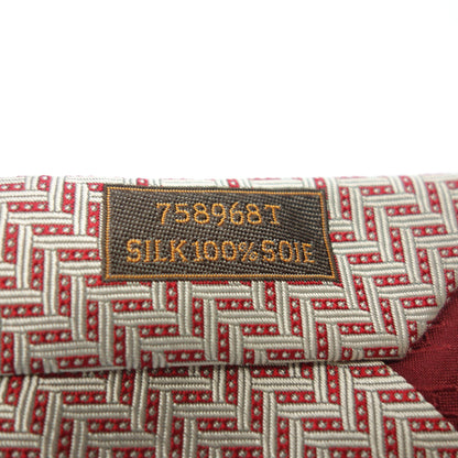 Like new◆Hermes tie silk all over pattern red HERMES [AFI3] 