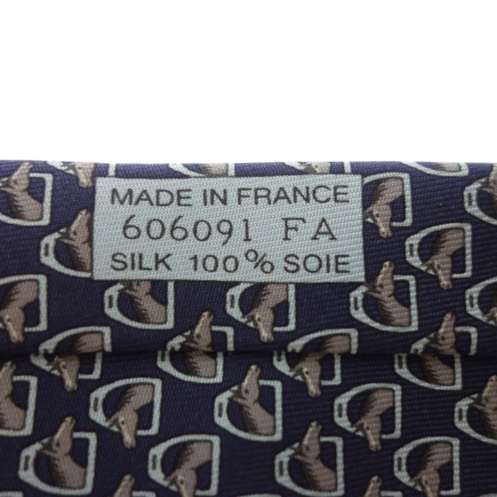 Good condition◆Hermes tie 606091 All-over pattern horse talk silk navy HERMES [AFI5] 