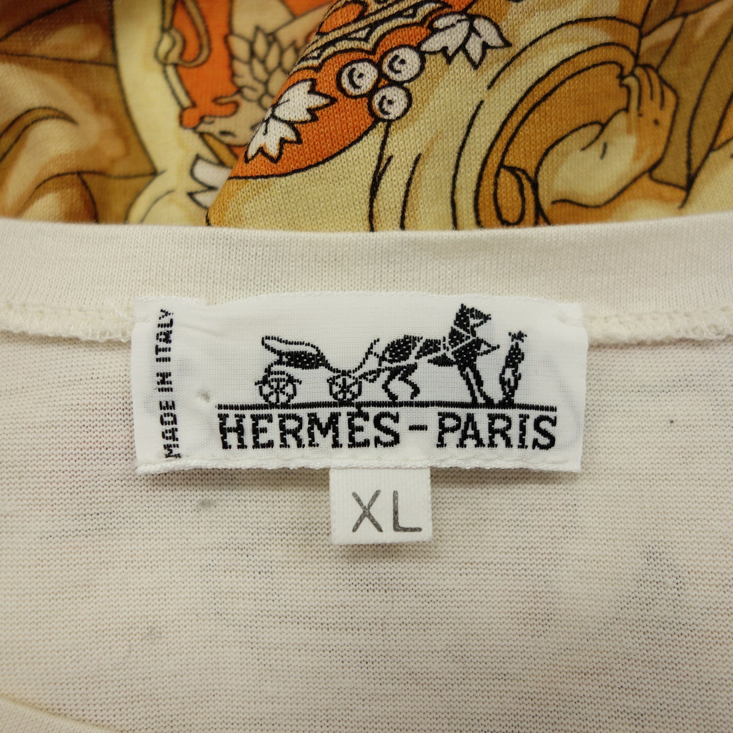 エルメス カットソー コットン 総柄 レディース ベージュ XL HERMES【AFB42】【中古】