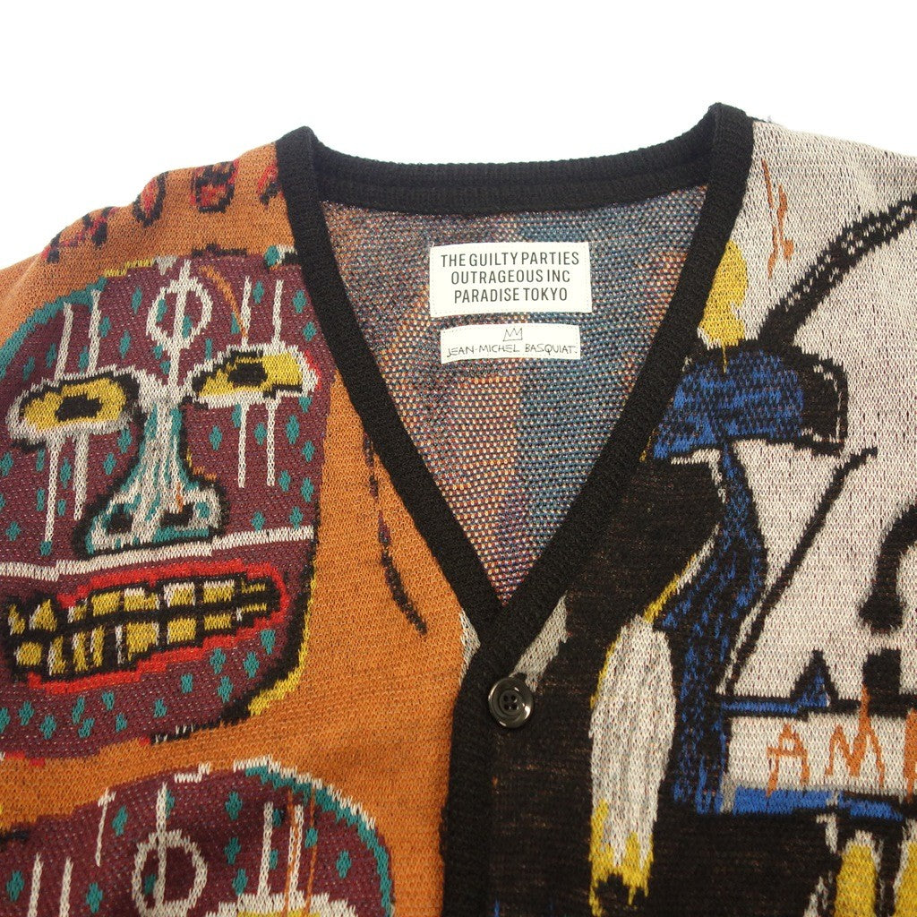 新品同様◆ワコマリア ジャン ミシェル バスキア カーディガン モヘア混 メンズ マルチカラー サイズM 22AW 総柄 WACKO MARIA  Jean-Michel Basquiat【AFB15】