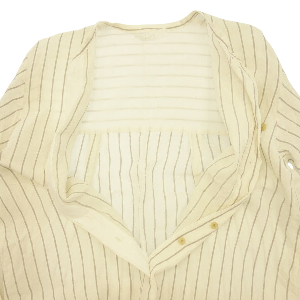 Good condition ◆ Seya Band color stripe dress 19-040-450-0006-1-0 Linen x Silk Ladies White S seya. [AFB3] 