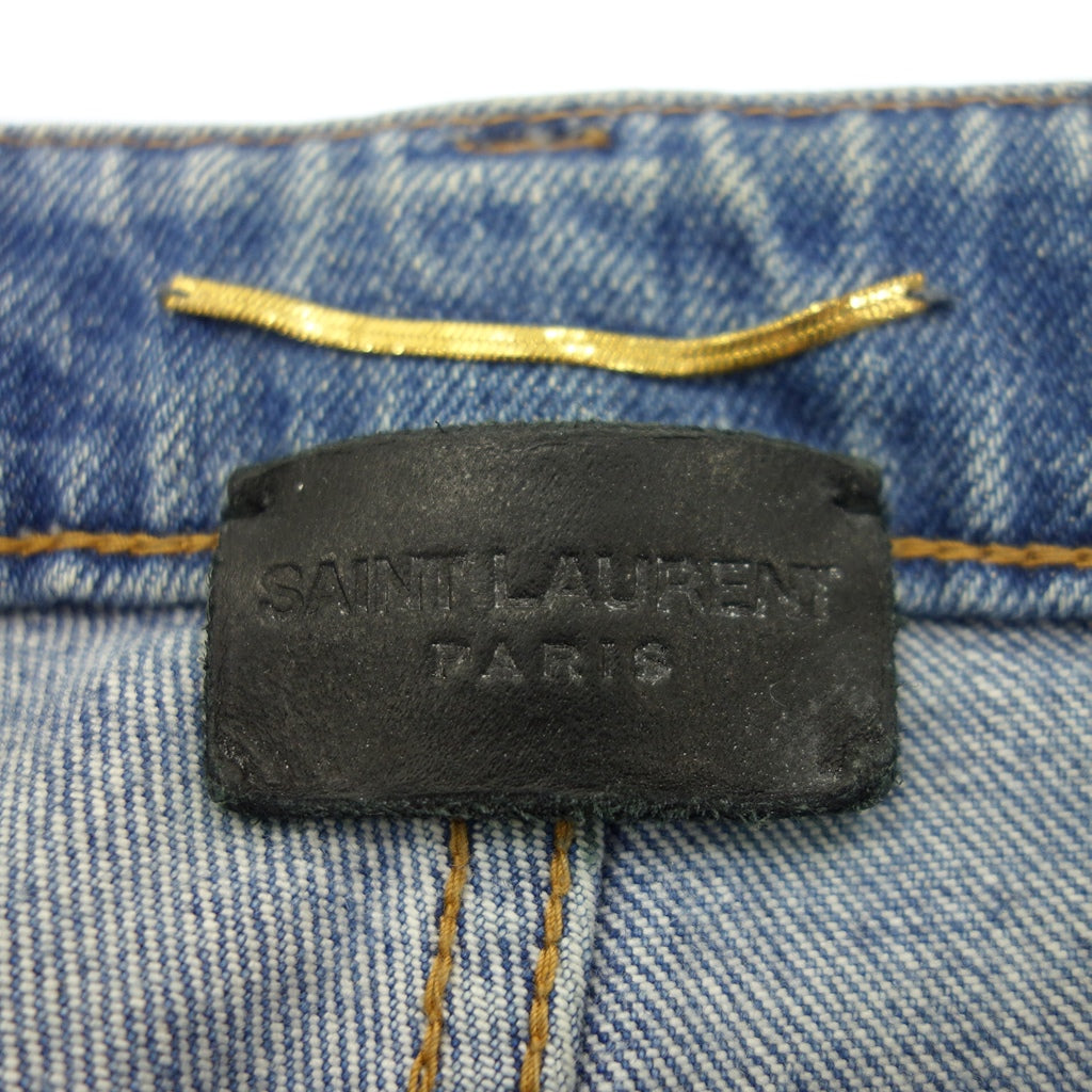 状况良好◆Saint Laurent Paris 牛仔紧身裤 压皱处理 550211 女式 27 蓝色 SAINT LAURENT [AFB43] 