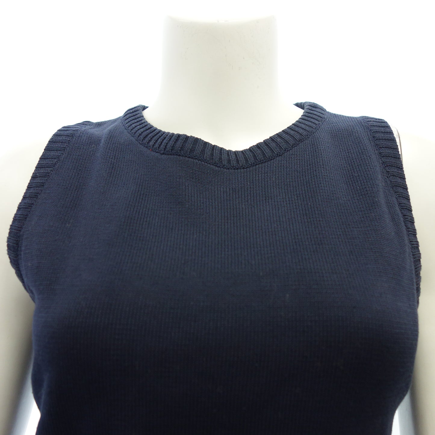 Used ◆Hermes knit dress sleeveless cotton ladies navy size 40 HERMES [AFB32] 