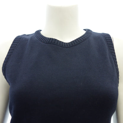 Used ◆Hermes knit dress sleeveless cotton ladies navy size 40 HERMES [AFB32] 