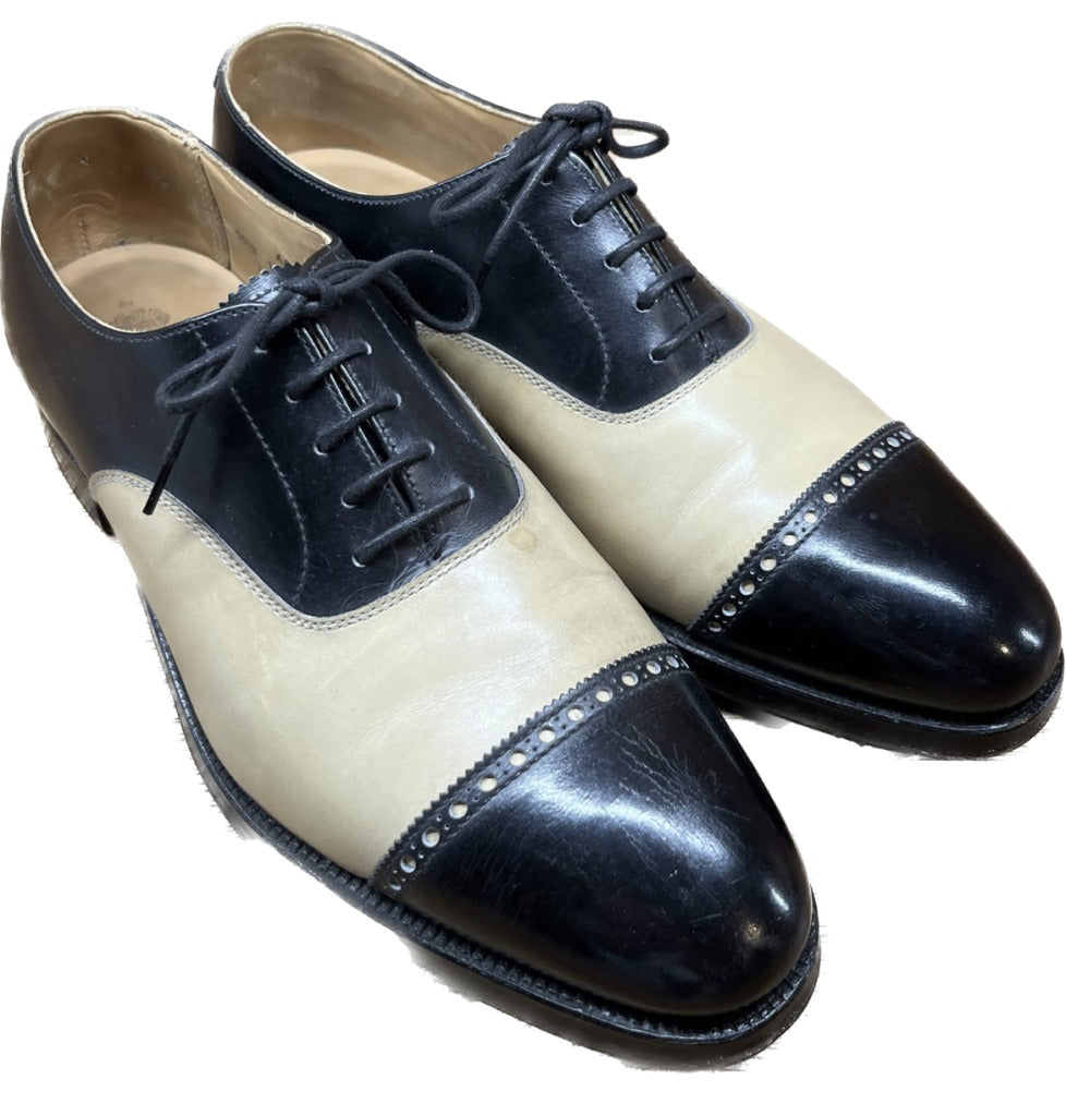 美品◆クロケット＆ジョーンズ レザーシューズ クォーターブローグ ARDEN 黒×白 UK5.5E CROCKETT&JONES