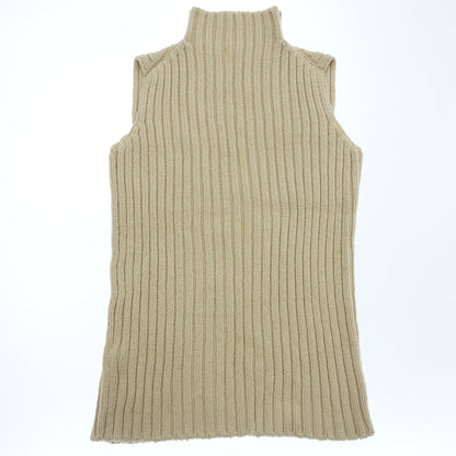 Hermes Sweater Turtleneck Sleeveless Beige Women's HERMES [AFB28] [Used] 