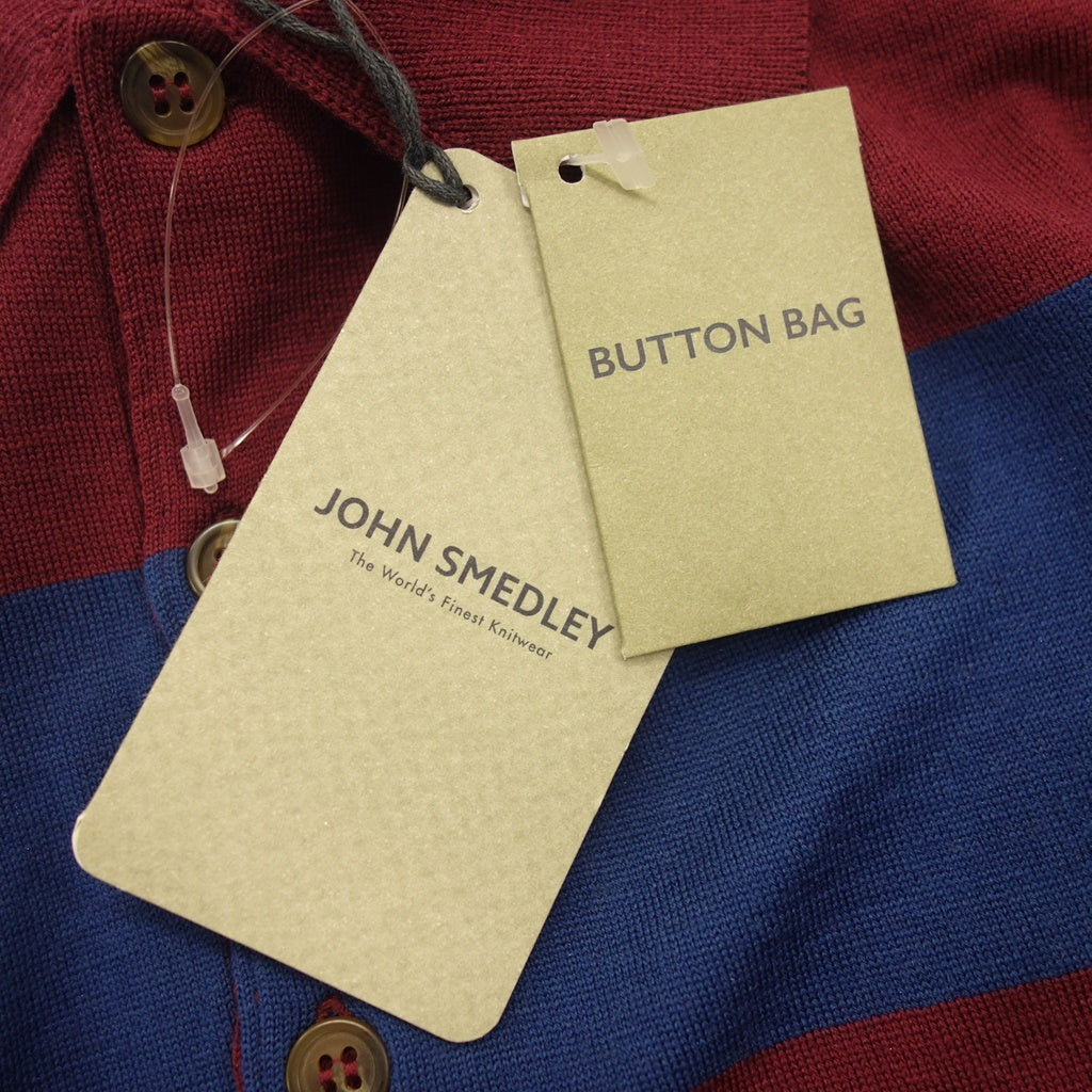 Very good condition ◆ John Smedley Polo Shirt Border Merino Wool Long Sleeve Red Blue Men's Size S JOHN SMEDLEY [AFB24] 