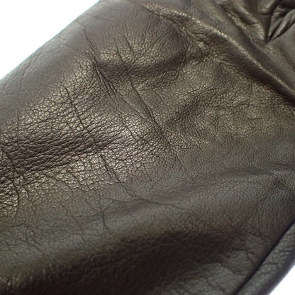 Good condition◆Hermes gloves leather gloves silver metal fittings black with box HERMES [AFI18] 