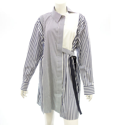 Very good condition ◆ Sacai Shirt Dress Cotton Poplin Dress Striped 23-06529 Blue Size 2 Ladies sacai [AFB32] 