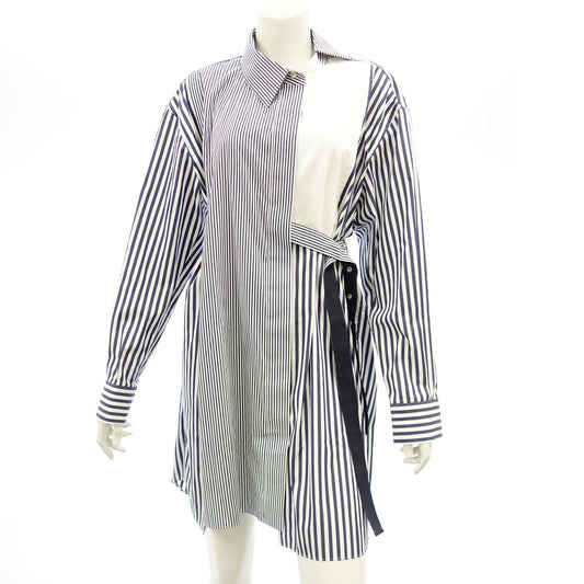 極美品◆サカイ シャツワンピース Cotton Poplin Dres ストライプ 23-06529 ブルー サイズ2 レディース sacai【AFB32】