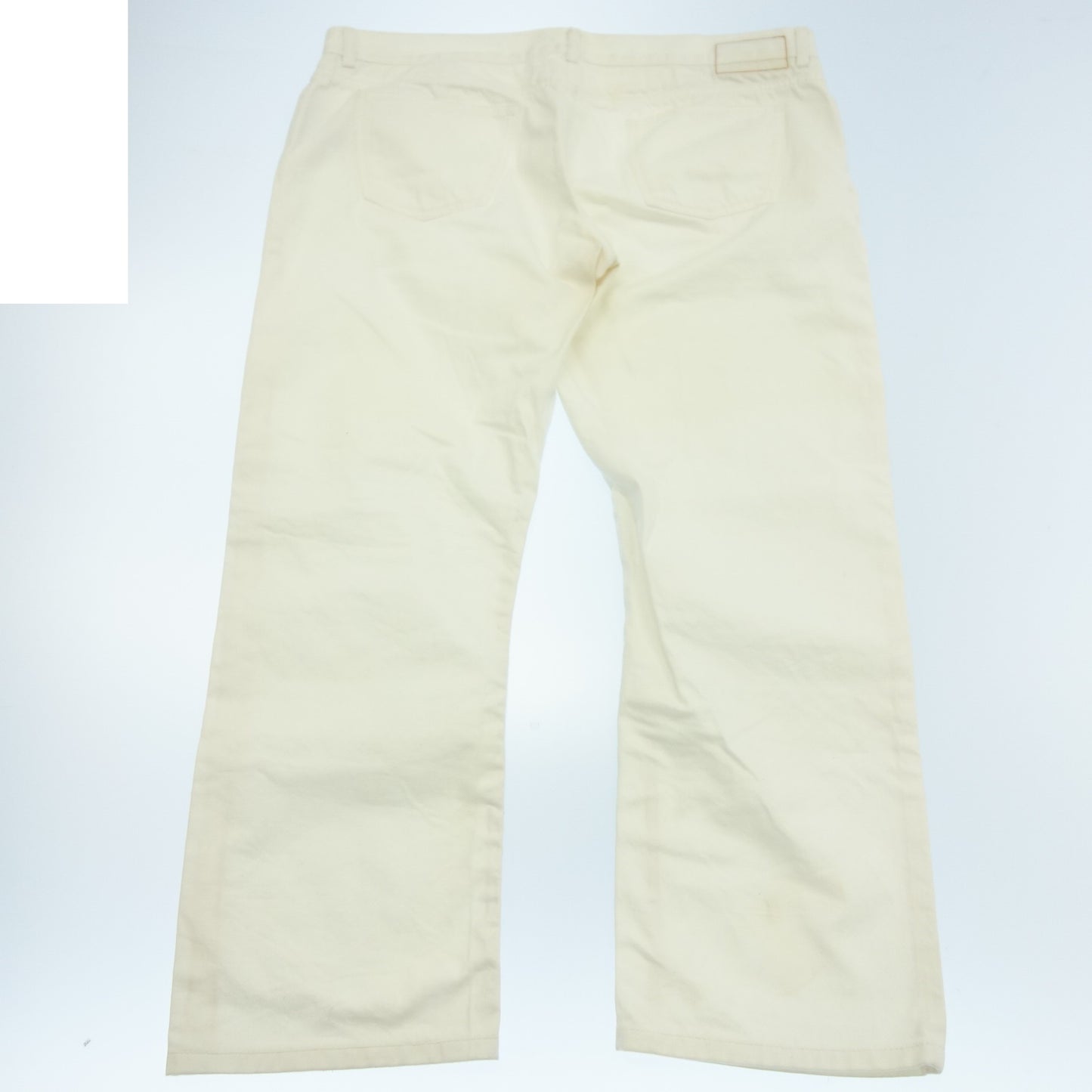 Used ◆Hermes Denim Pants Cotton Leather Patch Serie Button Size 52 Men's White HERMES [AFB35] 