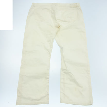 Used ◆Hermes Denim Pants Cotton Leather Patch Serie Button Size 52 Men's White HERMES [AFB35] 