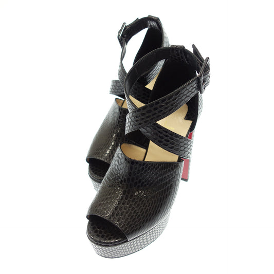 Good Condition◆Christian Louboutin Leather Sandals Embossed Women's Black Size 34.5 Christian Louboutin [AFD4] 