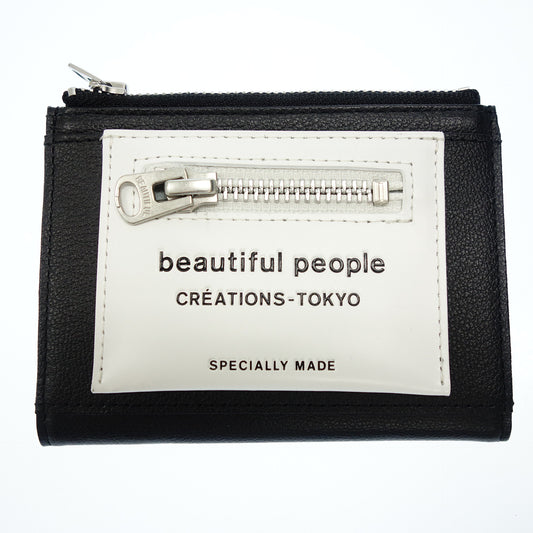 Good condition ◆ Beautiful People Bifold Wallet Lining Logo Pocket Compact Wallet Leather Bicolor Black 1145511948 beautiful people [AFI9] 