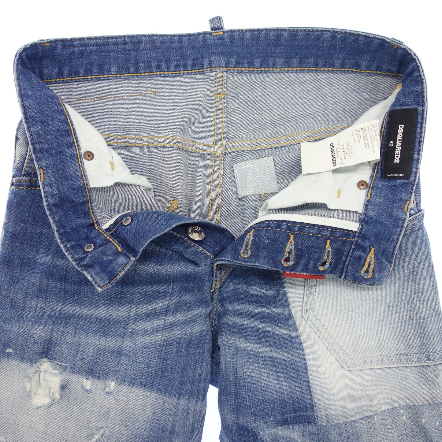 美品◆ディースクエアード デニムパンツ ジーンズ ダメージ加工 Skater Jean S71LB0456 青 メンズ サイズ42 DSQUARED2【AFB47】