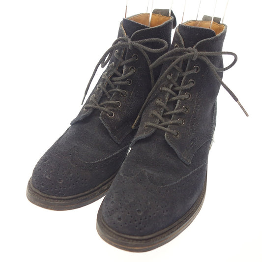 Good Condition ◆ Tricker's Leather Boots 5180 Suede Full Brogue Men's Navy Size 6 Tricker's [AFC13] 