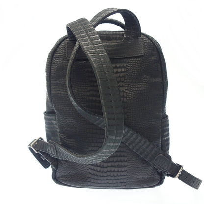 Very good condition ◆ Giorgio Armani backpack leather embossed black GIORGIO ARMANI [AFE6] 