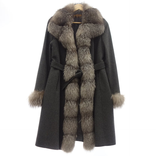 Balmain gown coat cashmere fox ladies gray 9 BALMAIN [AFF22] [Used] 