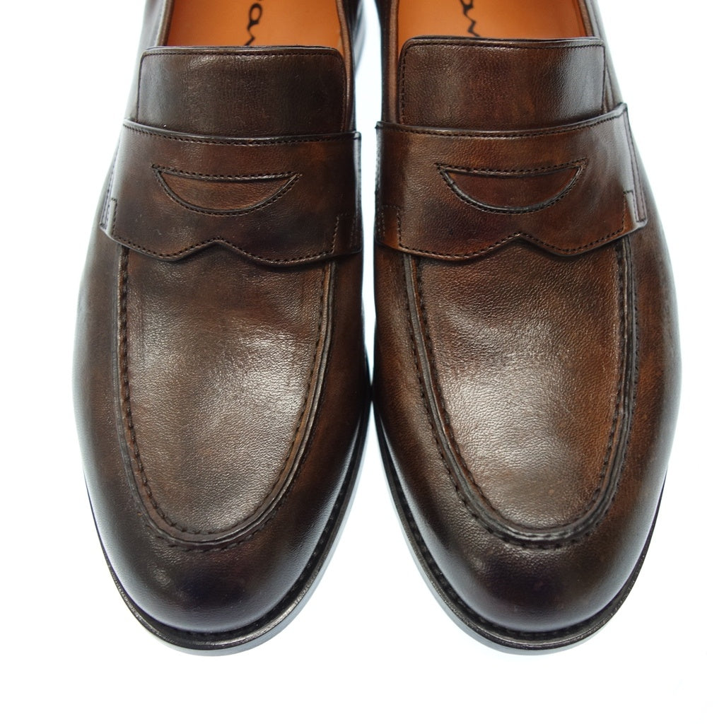 未使用 ◆ Santoni 皮鞋零钱乐福鞋男士棕色 5.5 码 Santoni [LA] 